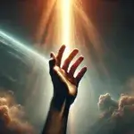 A hand outstretched toward a glowing beam of light, symbolizing God’s guidance and restored purpose.