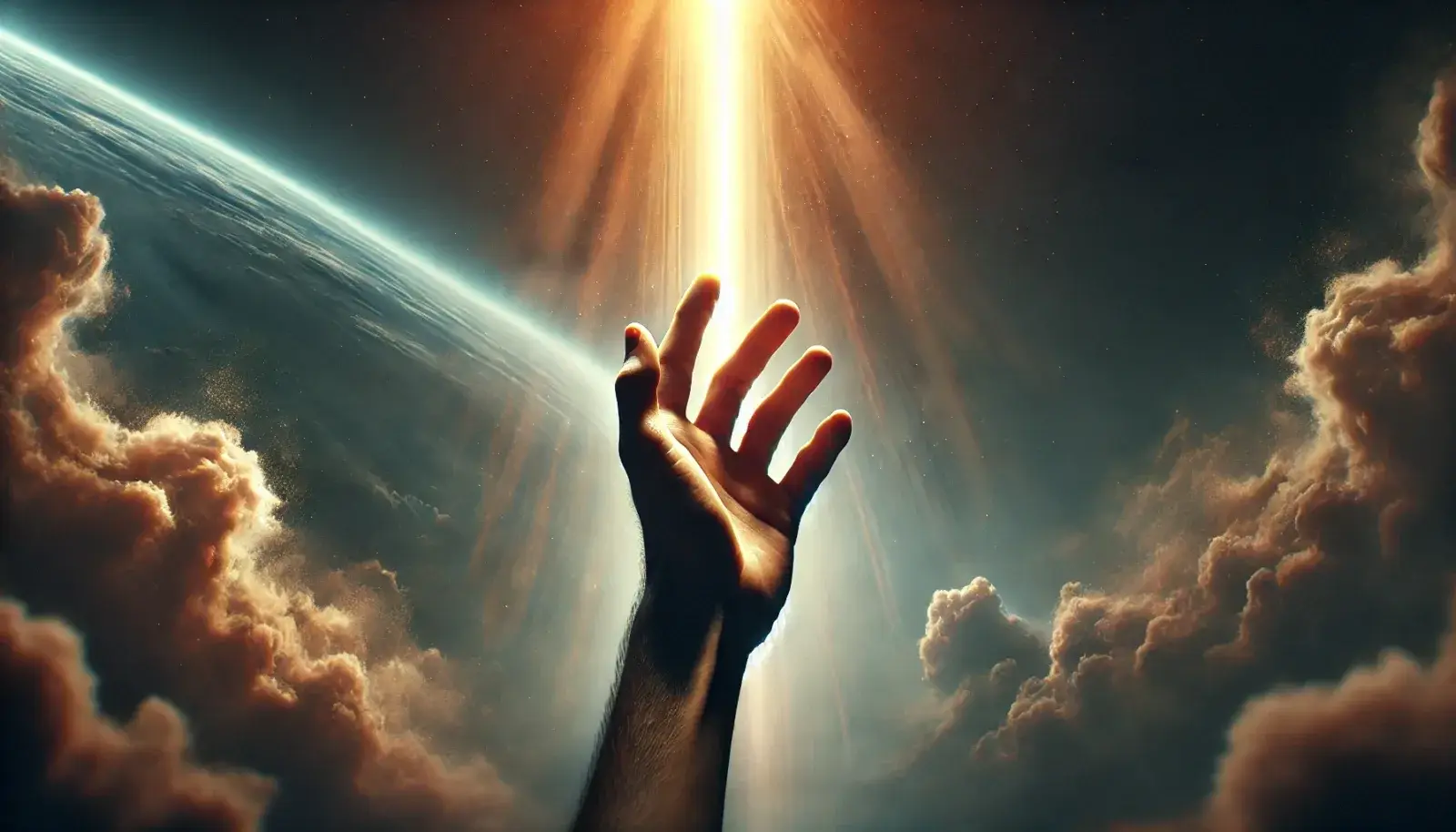 A hand outstretched toward a glowing beam of light, symbolizing God’s guidance and restored purpose.