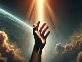 A hand outstretched toward a glowing beam of light, symbolizing God’s guidance and restored purpose.