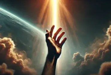 A hand outstretched toward a glowing beam of light, symbolizing God’s guidance and restored purpose.