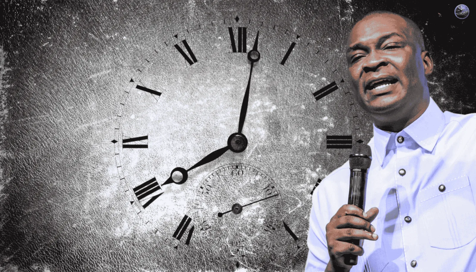 image of apostle joshua selman with a clock indicative of change in times and seasons