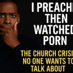 “A shocked Black man covers his mouth with his hand beside bold text that reads: ‘I Preached Then Watched Porn – The Church Crisis No One Wants to Talk About’.”