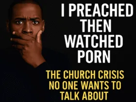 “A shocked Black man covers his mouth with his hand beside bold text that reads: ‘I Preached Then Watched Porn – The Church Crisis No One Wants to Talk About’.”