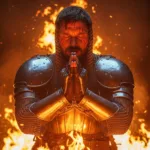 alt:Prayer warrior protected by holy fire