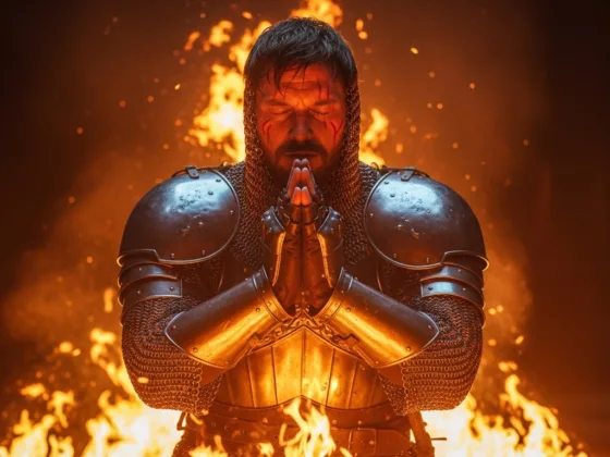 alt:Prayer warrior protected by holy fire