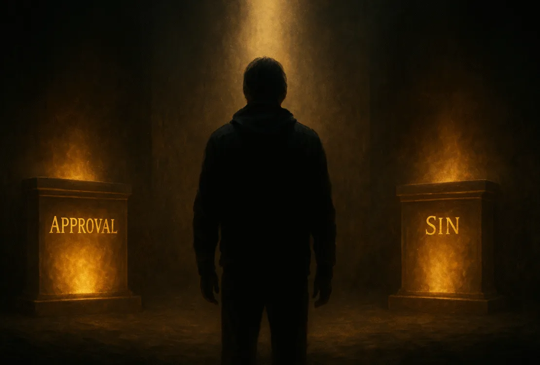 Hidden altars in your life represented by three glowing altars of approval, trauma and sin