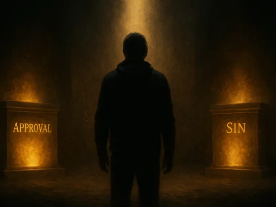 Hidden altars in your life represented by three glowing altars of approval, trauma and sin