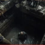 "Hands reaching down into darkness to rescue someone, representing redemption from a broken past"