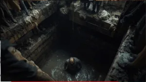 "Hands reaching down into darkness to rescue someone, representing redemption from a broken past"