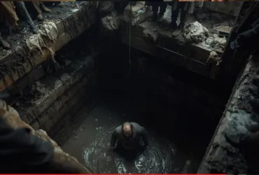 "Hands reaching down into darkness to rescue someone, representing redemption from a broken past"