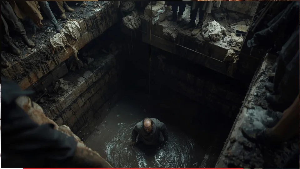 "Hands reaching down into darkness to rescue someone, representing redemption from a broken past"