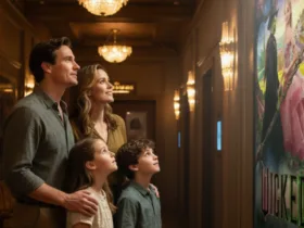 A Family looking at the movie poster at the cinema