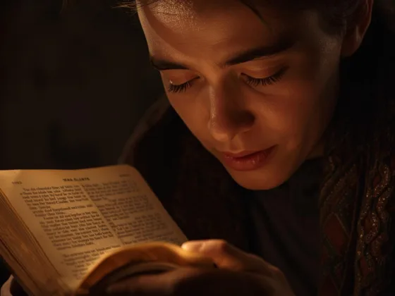 Top-down flat lay of a wooden desk with an open Bible showing Luke 14:28 highlighted, next to a simple handwritten 'Christmas Budget' notebook divided into three categories labeled 'Must-Do Costs' (with icons for food, bills, tithing), 'Joy Purchases' (family tradition heart, donation cross),