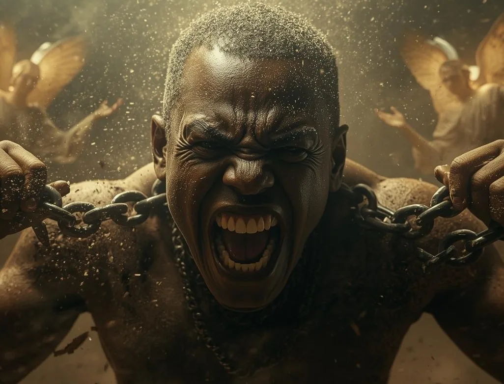 someone breaking chains holding them bound