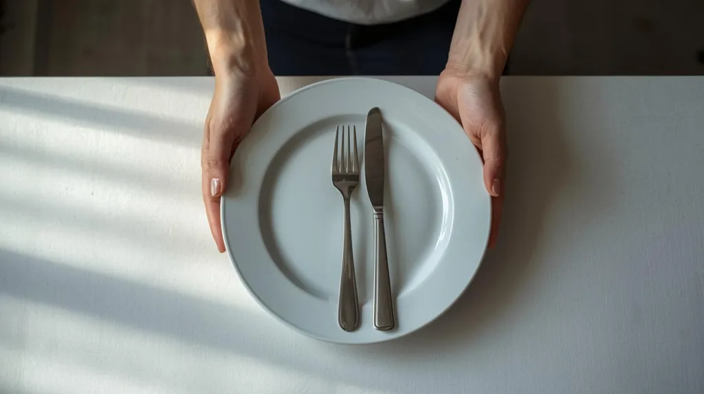 an empty plate because of fasting