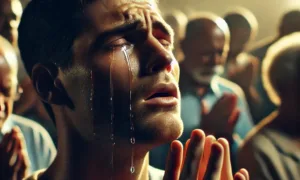 a young man praying to God