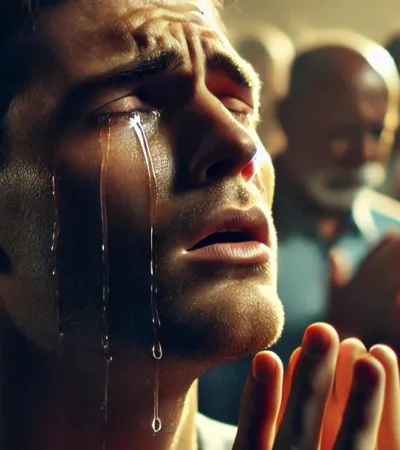 a young man praying to God