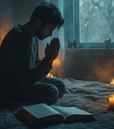 praying at 3 AM with candles