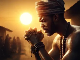 -A-cinematic-and-dramatic-thumbnail-depicting-a-photorealistic-Nigerian-Christian-Yoruba-man-praying-and-sweating-