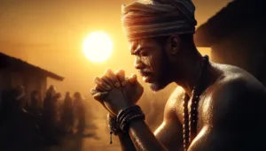 -A-cinematic-and-dramatic-thumbnail-depicting-a-photorealistic-Nigerian-Christian-Yoruba-man-praying-and-sweating-