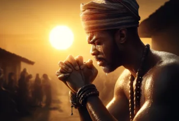 -A-cinematic-and-dramatic-thumbnail-depicting-a-photorealistic-Nigerian-Christian-Yoruba-man-praying-and-sweating-